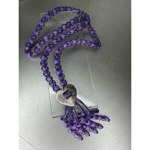 Vintage Purple Southwest Crochet Bead Weave Heart Western Necklace Unique